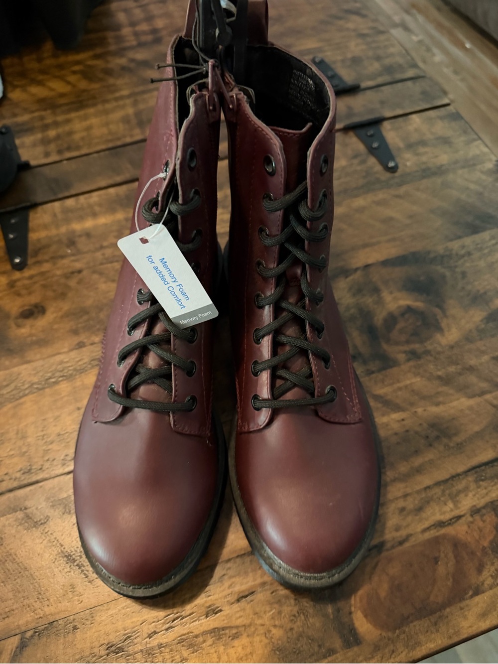 Women’s Burgundy Lace-Up Combat Boots